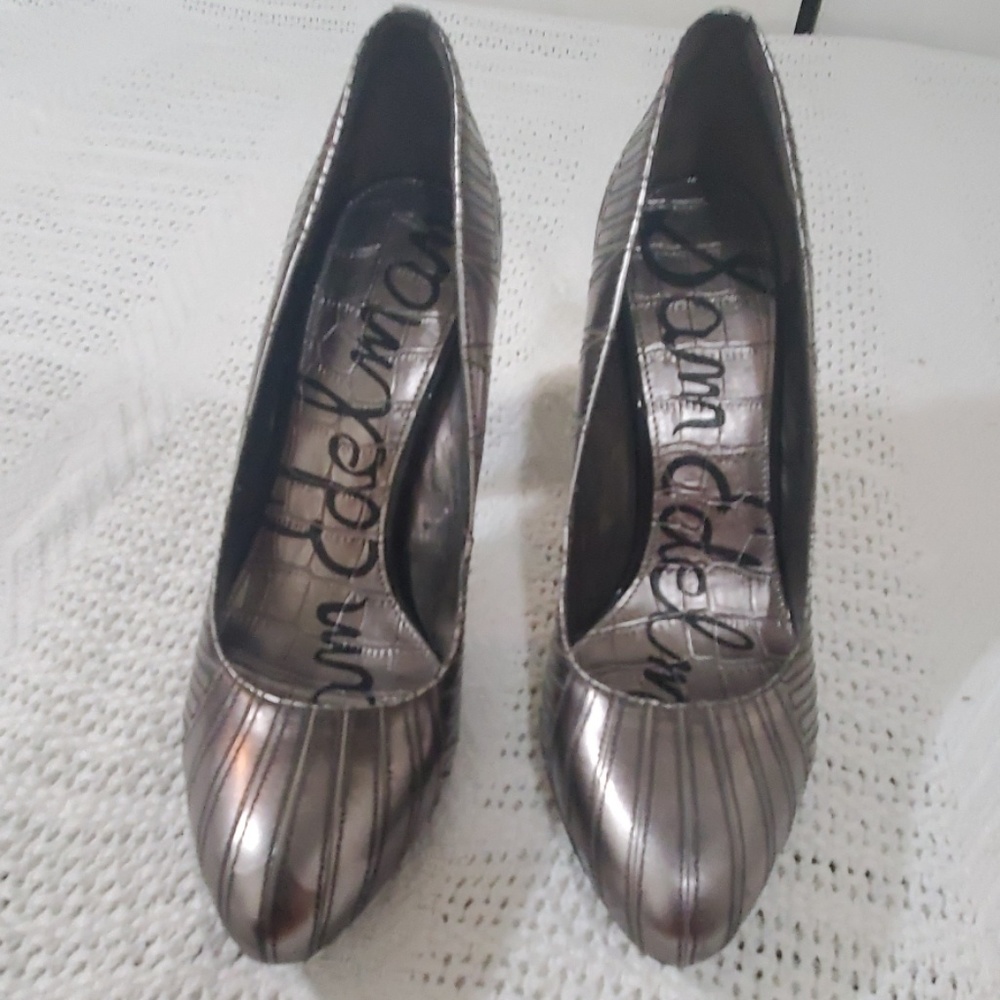 SAM EDELMAN Gray & Black Heels Size 6.5 - Picture 1 of 8